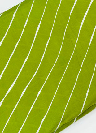 Green & White Striped Cotton Running Material