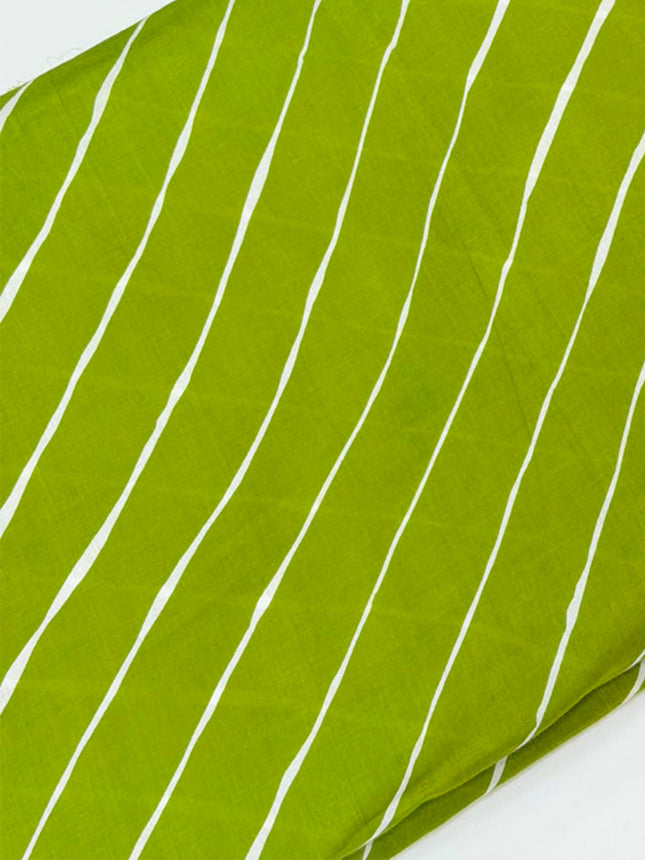 Green & White Striped Cotton Running Material