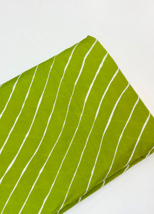 Green & White Striped Cotton Running Material