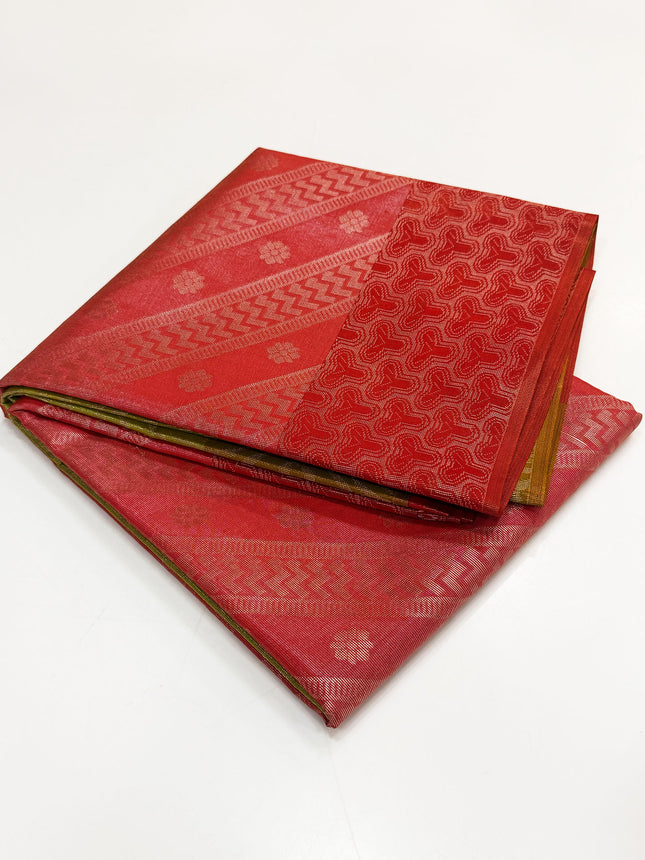 Maroon Red Tissue Saree
