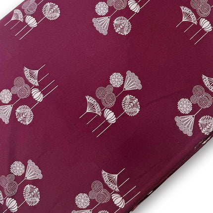 Deep Wine Floral Motif Material Running