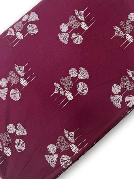Deep Wine Floral Motif Material Running