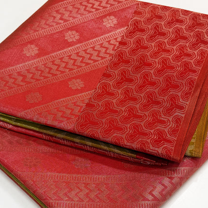Maroon Red Tissue Saree