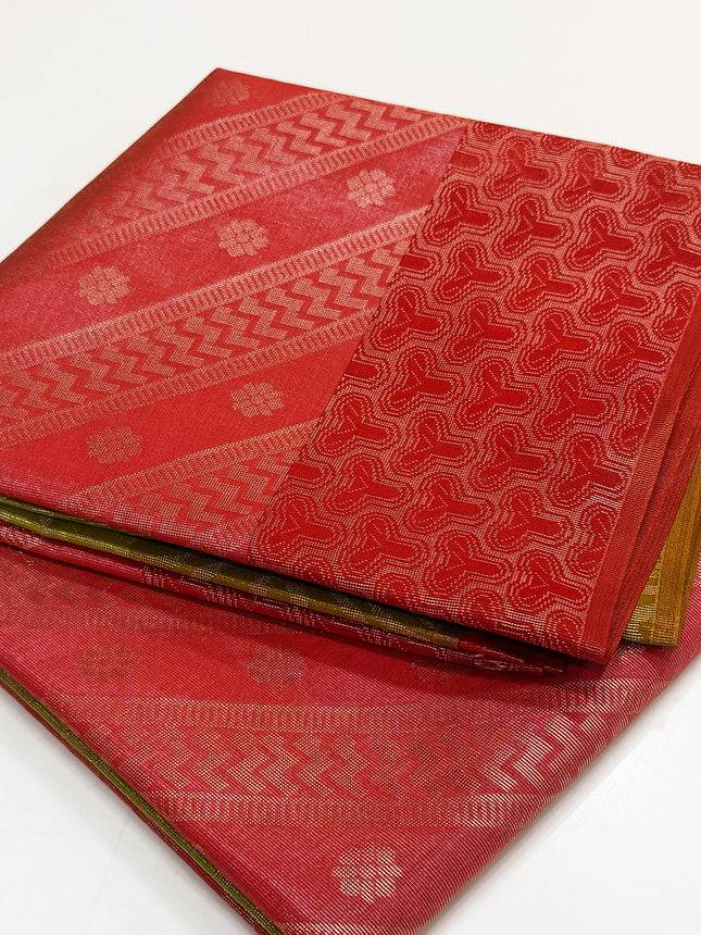 Maroon Red Tissue Saree