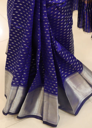 Royal Blue & Silver Traditional Saree