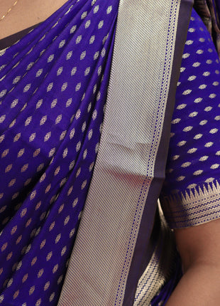 Royal Blue & Silver Traditional Saree