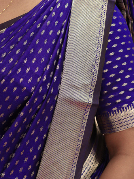 Royal Blue & Silver Traditional Saree