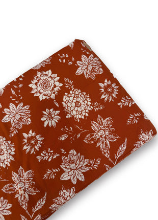 Rust Brown Floral Printed running Material  – ₹179 per Meter