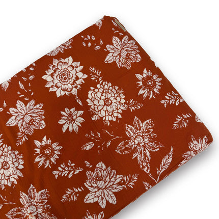 Rust Brown Floral Printed running Material  – ₹179 per Meter