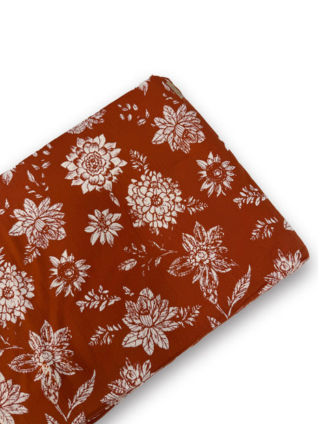 Rust Brown Floral Printed running Material  – ₹179 per Meter