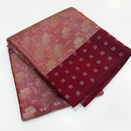 Wine Maroon Tissue Saree
