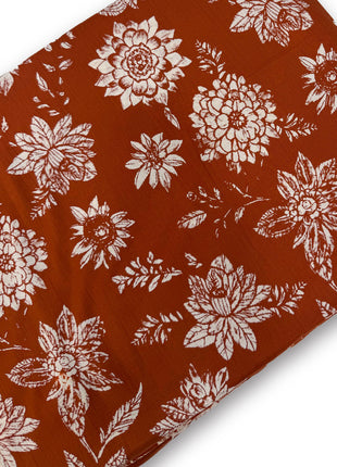 Rust Brown Floral Printed running Material  – ₹179 per Meter