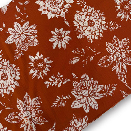 Rust Brown Floral Printed running Material  – ₹179 per Meter