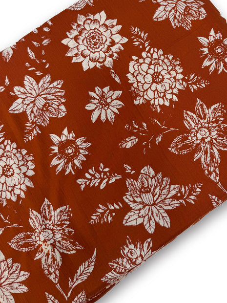 Rust Brown Floral Printed running Material  – ₹179 per Meter