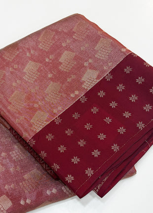 Wine Maroon Tissue Saree