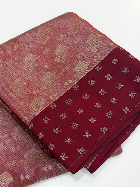 Wine Maroon Tissue Saree