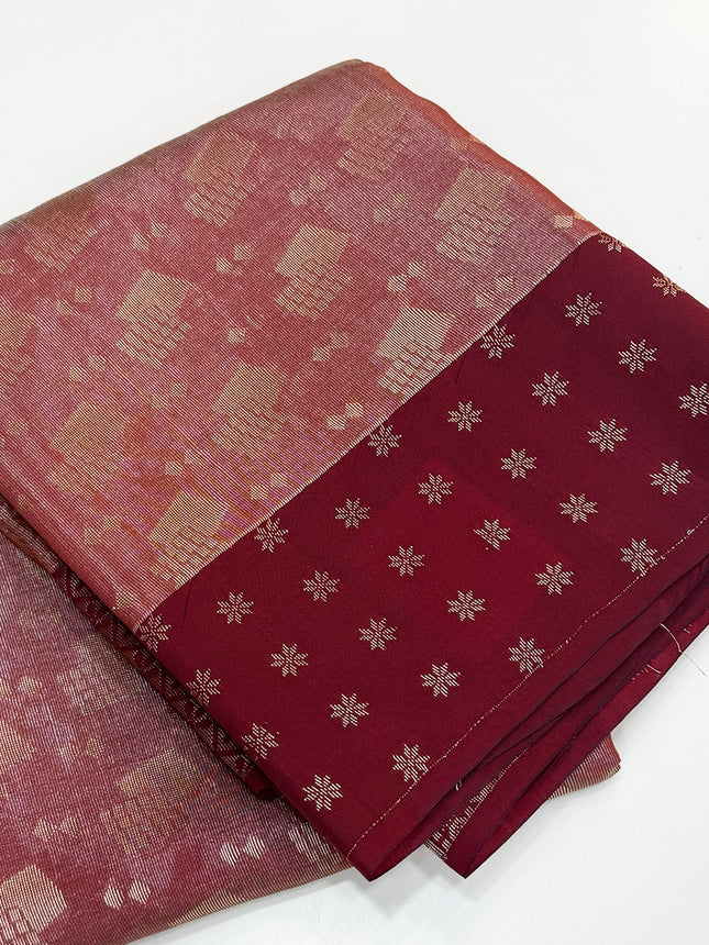 Wine Maroon Tissue Saree
