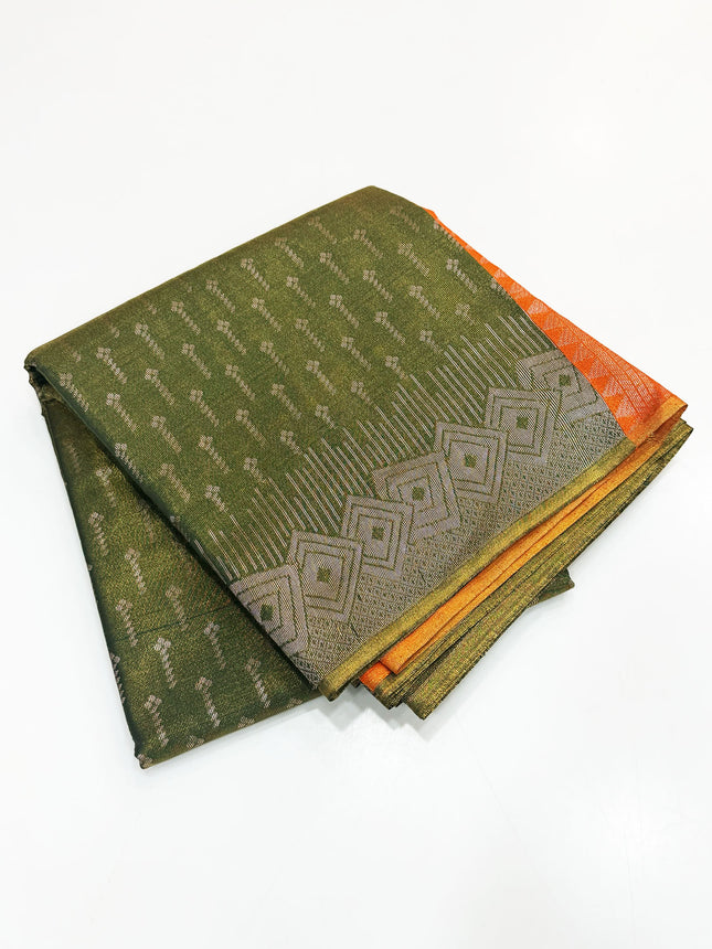 Olive Green Tissue Saree