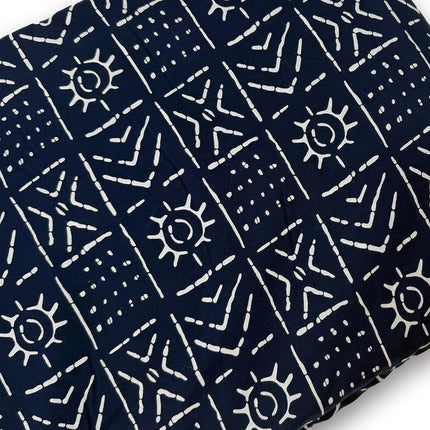 Indigo Blue Geometric Tribal Print Running material