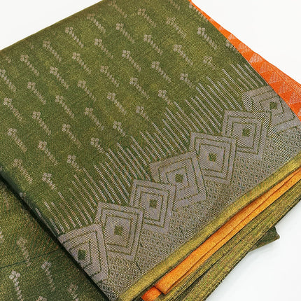 Olive Green Tissue Saree