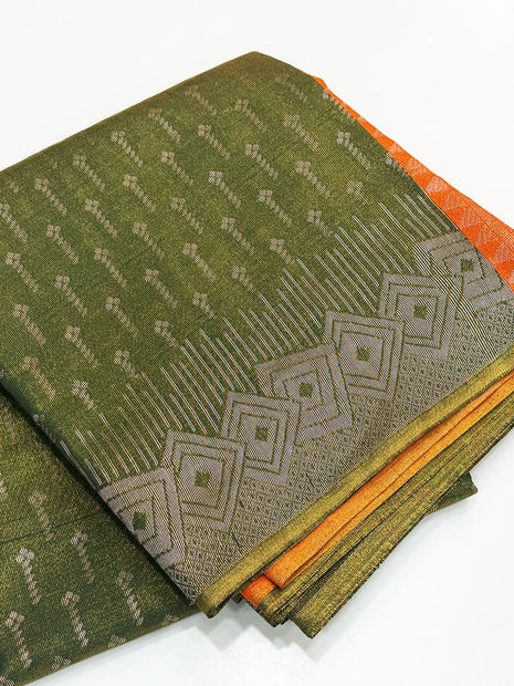 Olive Green Tissue Saree