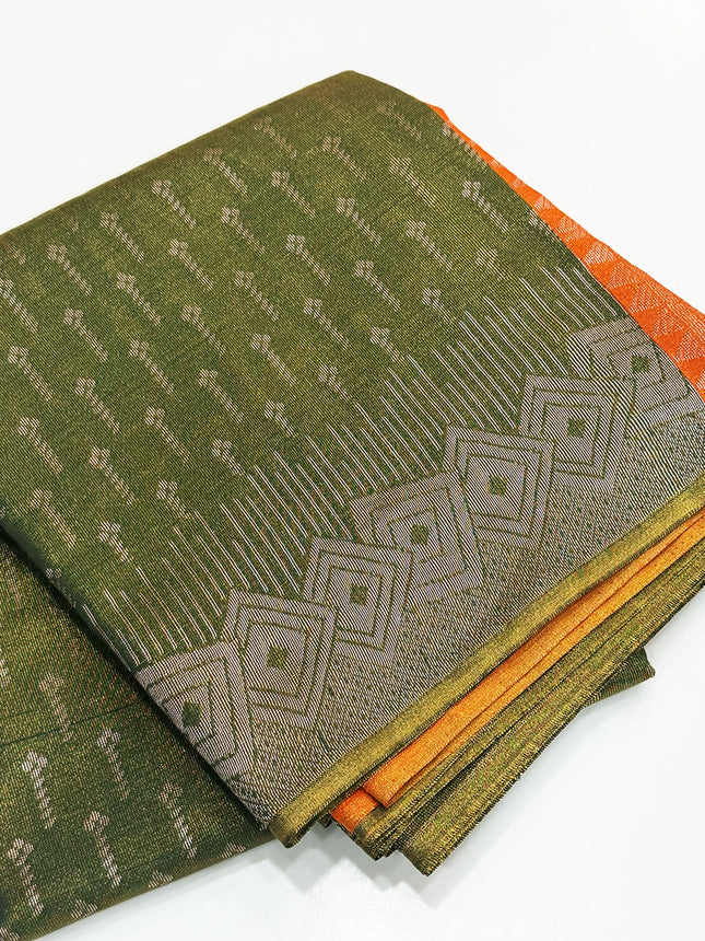 Olive Green Tissue Saree