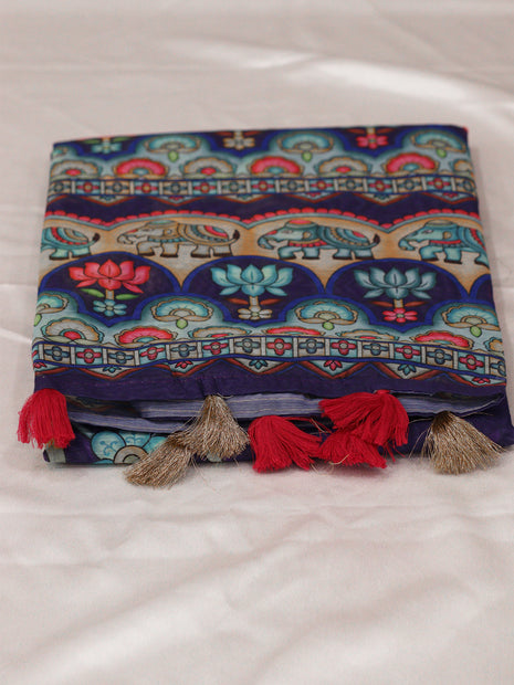Traditional Multicolour Folk Art Printed Saree