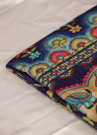 Traditional Multicolour Folk Art Printed Saree