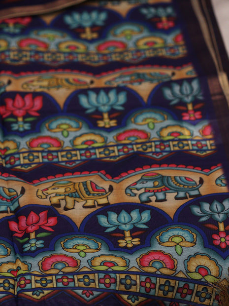 Traditional Multicolour Folk Art Printed Saree
