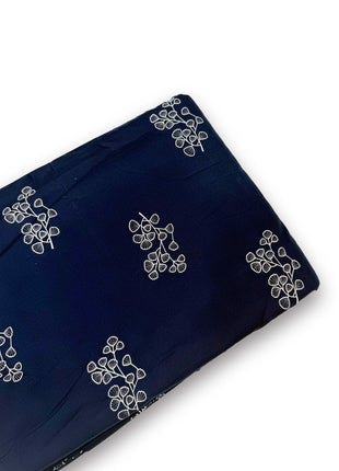 Deep Navy Blue Ginkgo Leaf Printed running material