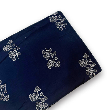Deep Navy Blue Ginkgo Leaf Printed running material