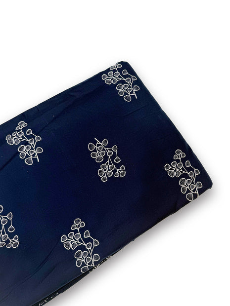 Deep Navy Blue Ginkgo Leaf Printed running material