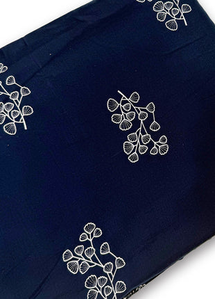Deep Navy Blue Ginkgo Leaf Printed running material