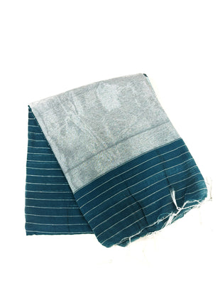 Teal Blue Mal Cotton Saree