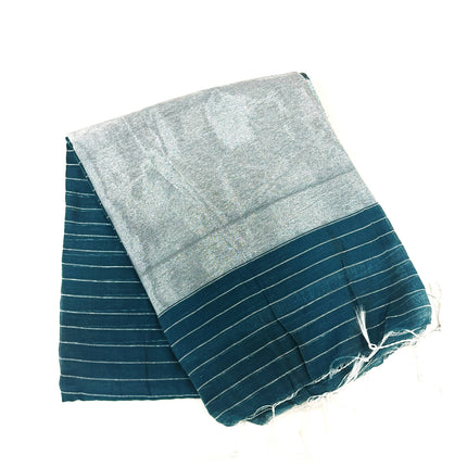 Teal Blue Mal Cotton Saree