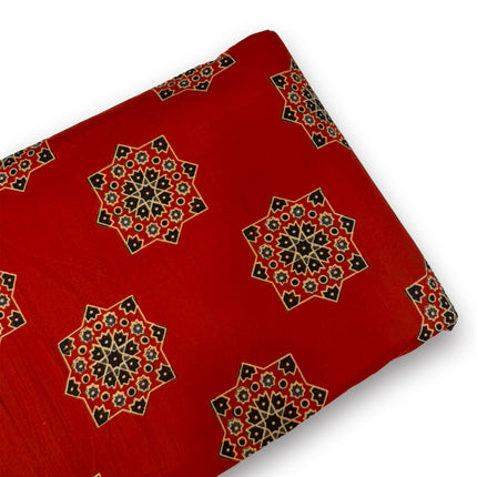 Rich Crimson Red Printed running material