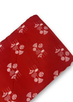 Vibrant Red Line Floral Motif running material