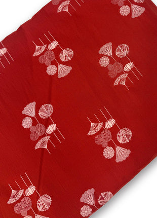 Vibrant Red Line Floral Motif running material