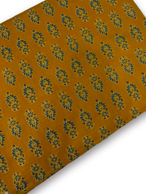 Mustard Yellow Floral Printed running material