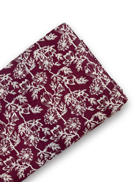 Deep Magenta Wine Floral Jaal running material