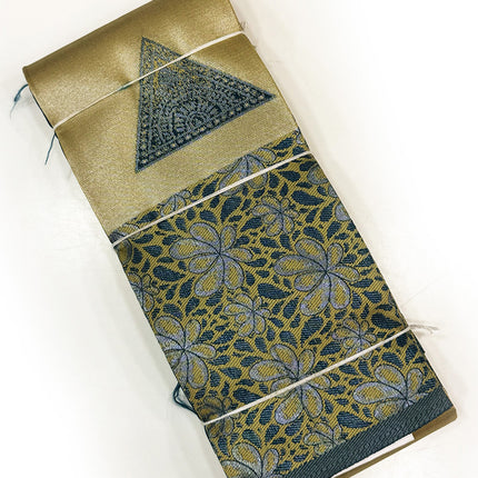 Golden Blue Jacquard Saree