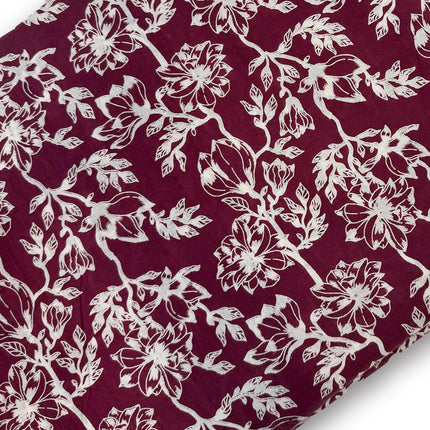 Deep Magenta Wine Floral Jaal running material