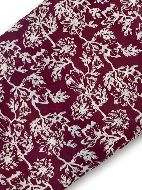 Deep Magenta Wine Floral Jaal running material
