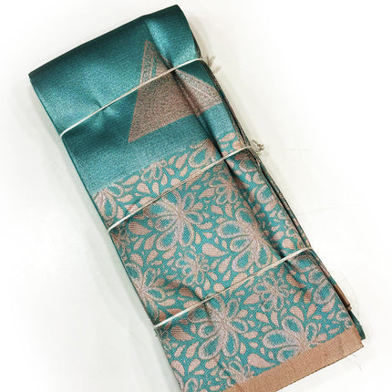 Elegant Peacock Teal &amp; Antique Zari Woven Silk Saree