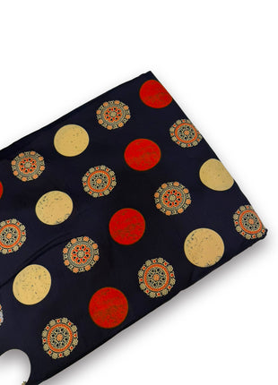 Navy Blue Geometric & Polka Dot Printed running material