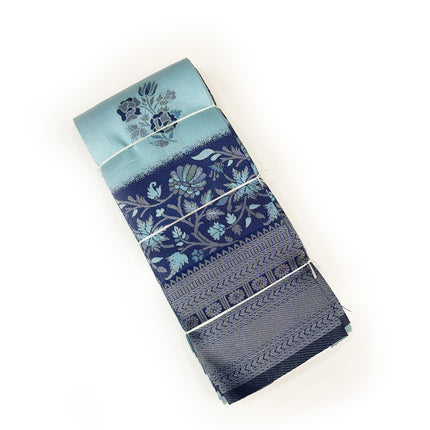 Graceful Ice Blue &amp; Royal Navy Woven Silk Saree