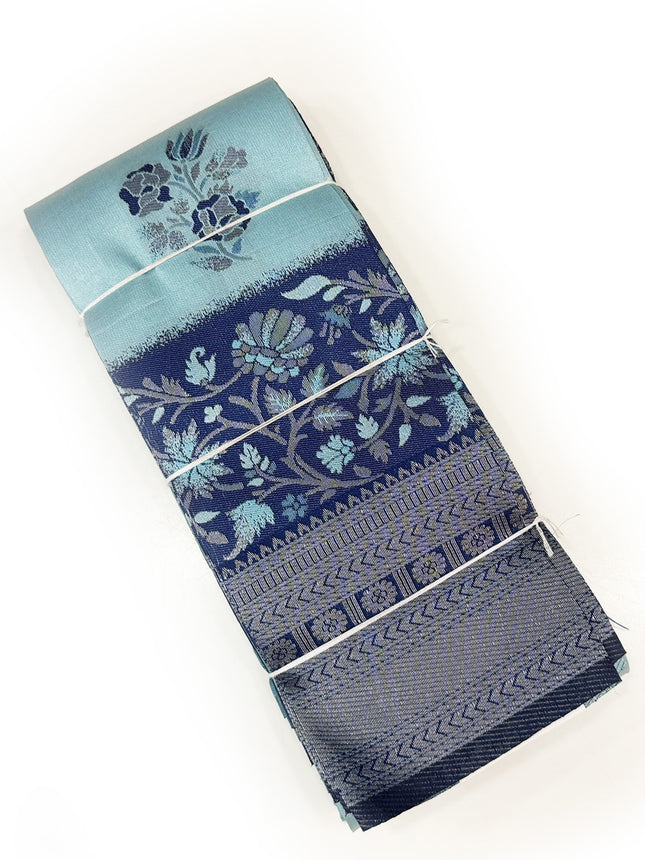 Graceful Ice Blue &amp; Royal Navy Woven Silk Saree