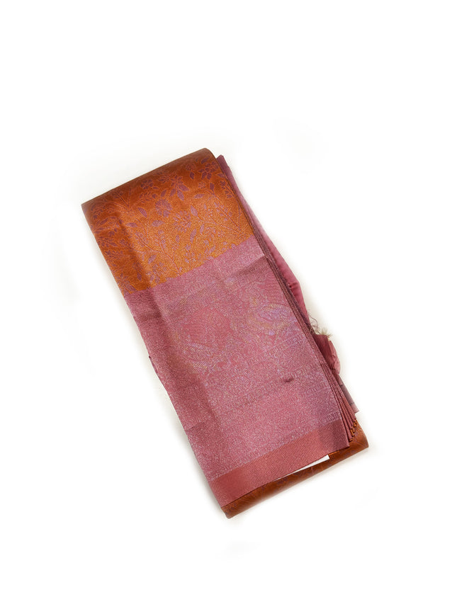 Radiant Rust Orange &amp; Mauve Pink Dual-Tone Silk Saree