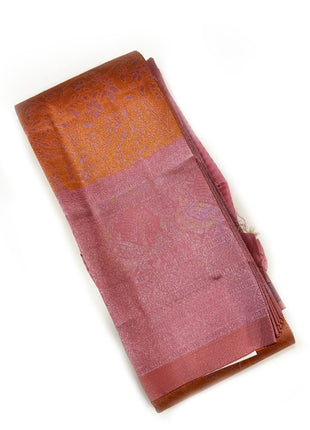 Radiant Rust Orange &amp; Mauve Pink Dual-Tone Silk Saree