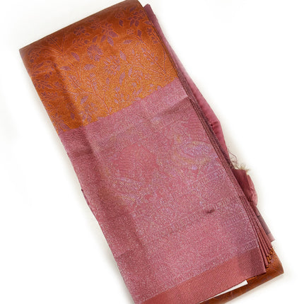 Radiant Rust Orange &amp; Mauve Pink Dual-Tone Silk Saree